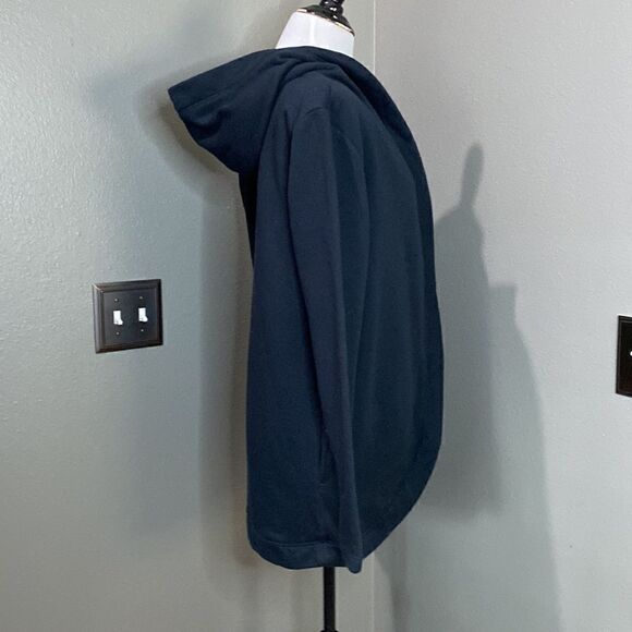 Marled Black Hooded Sweatshirt Open front Cardigan Sweater - Picture 5 of 11